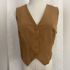 Sincerely Jules Brown Button-Up Vest NWT
